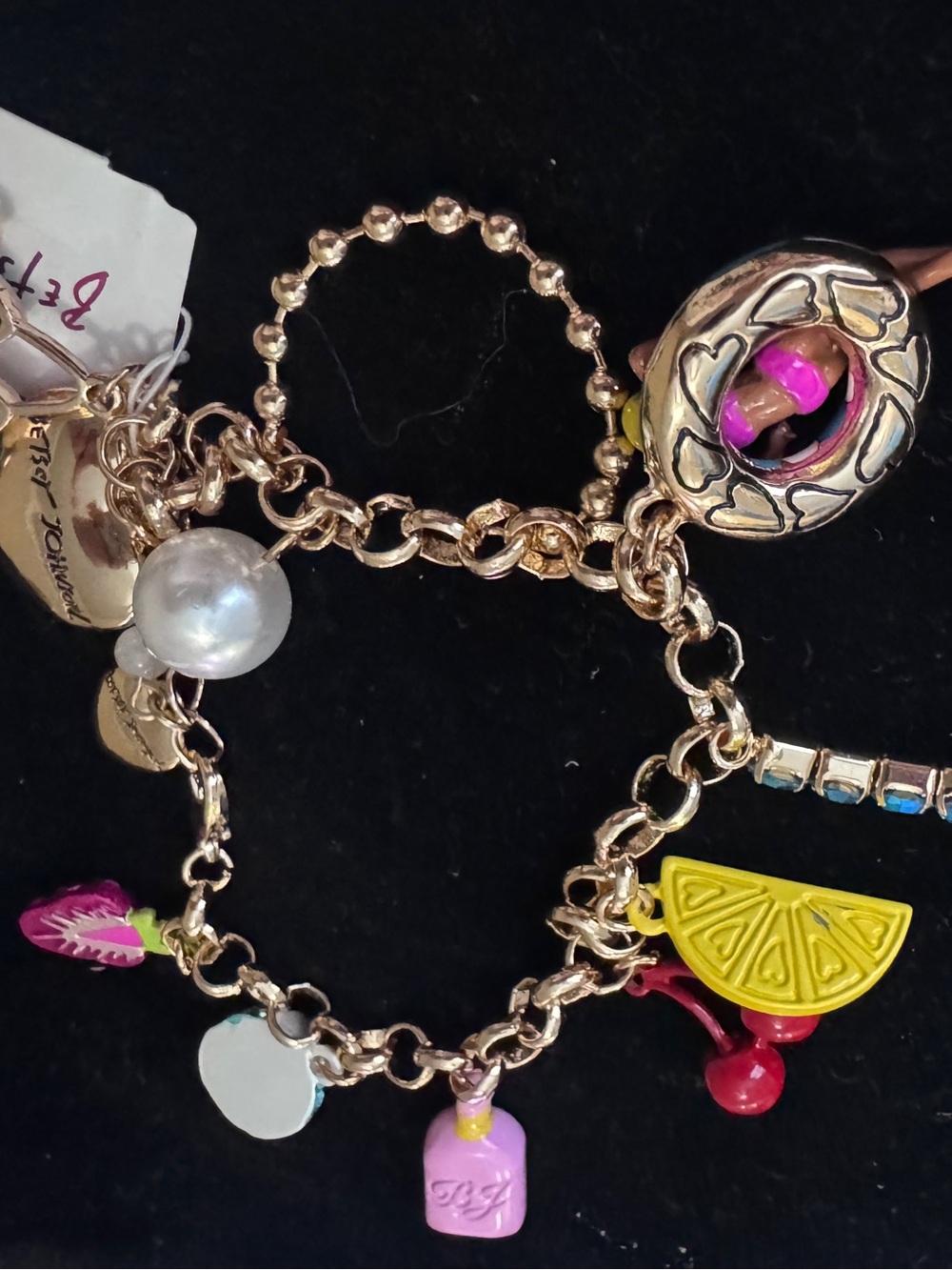 Women Betsey Johnson playful whimsical sparkly summer pool party charms bracelet - Picture 3 of 7